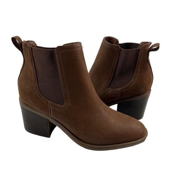 MIA Ankle Boots Size 8.5 Faux Suede Slip On Chelsea Western Block Heel Side Gore - Picture 10 of 11